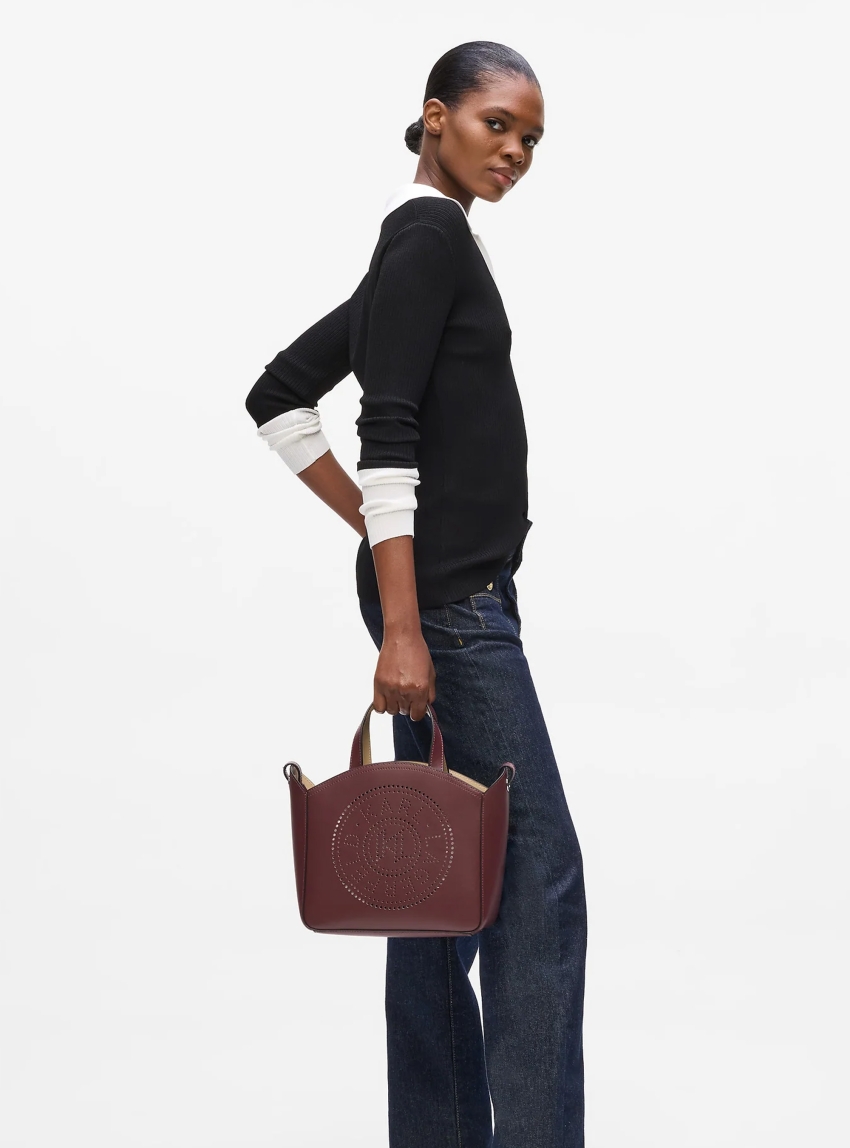 Karl Lagerfeld K/Circle Perforated Small Tote Bag - Bordeaux