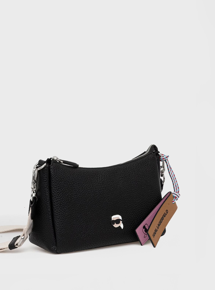 Karl Lagerfeld Ikon Pebble Small Shoulder Bag - Black