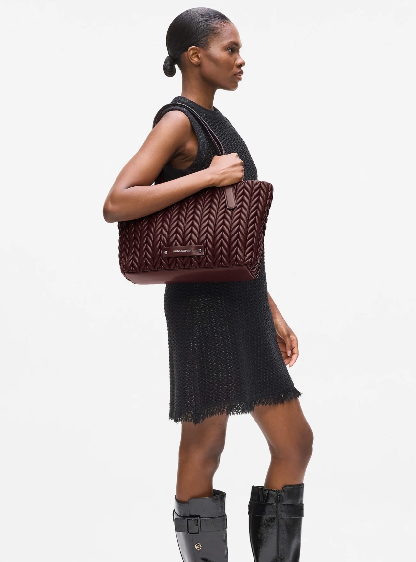 Karl Lagerfeld K/Weave Medium Tote Bag - Bordeaux