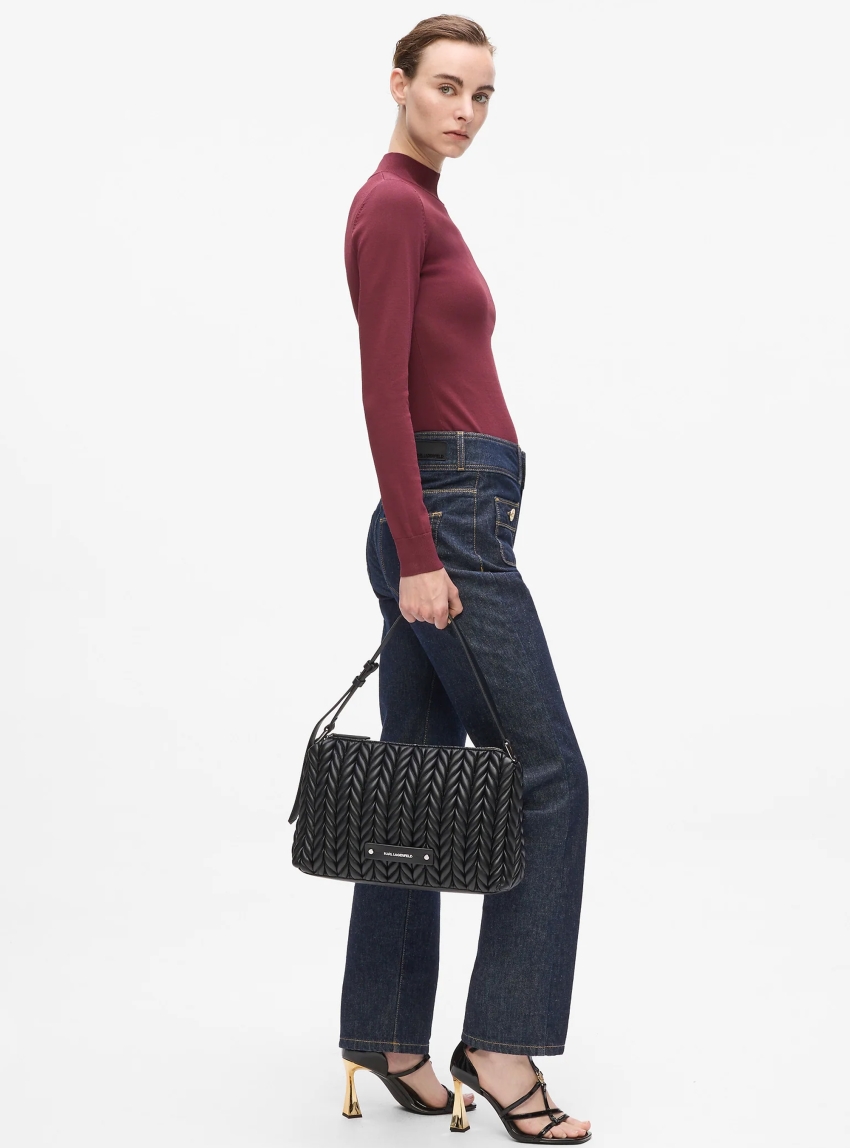 Karl Lagerfeld K/Weave Medium Shoulder Bag - Black