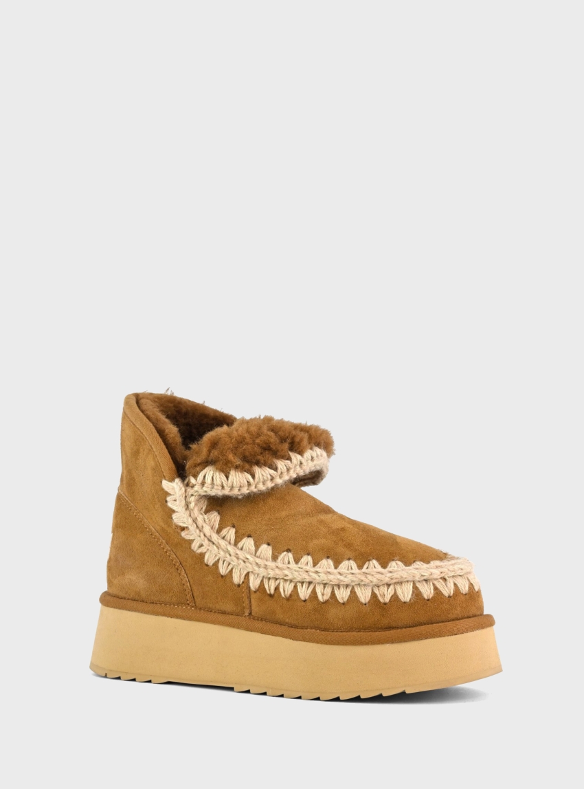 Mou Mini Eskimo Platform Boots - Cognac