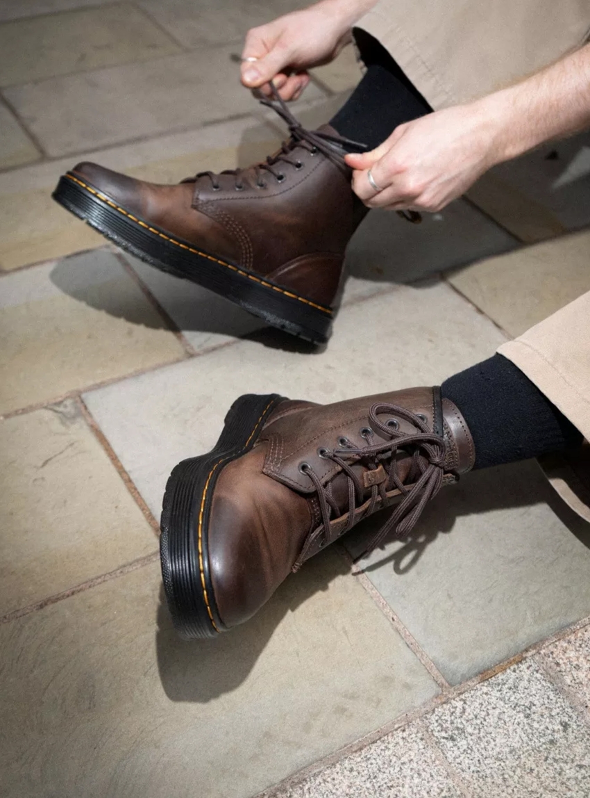 Dr Martens Brookline 6 Eye Crazy Horse Leather Chukka Boots - Dark Brown