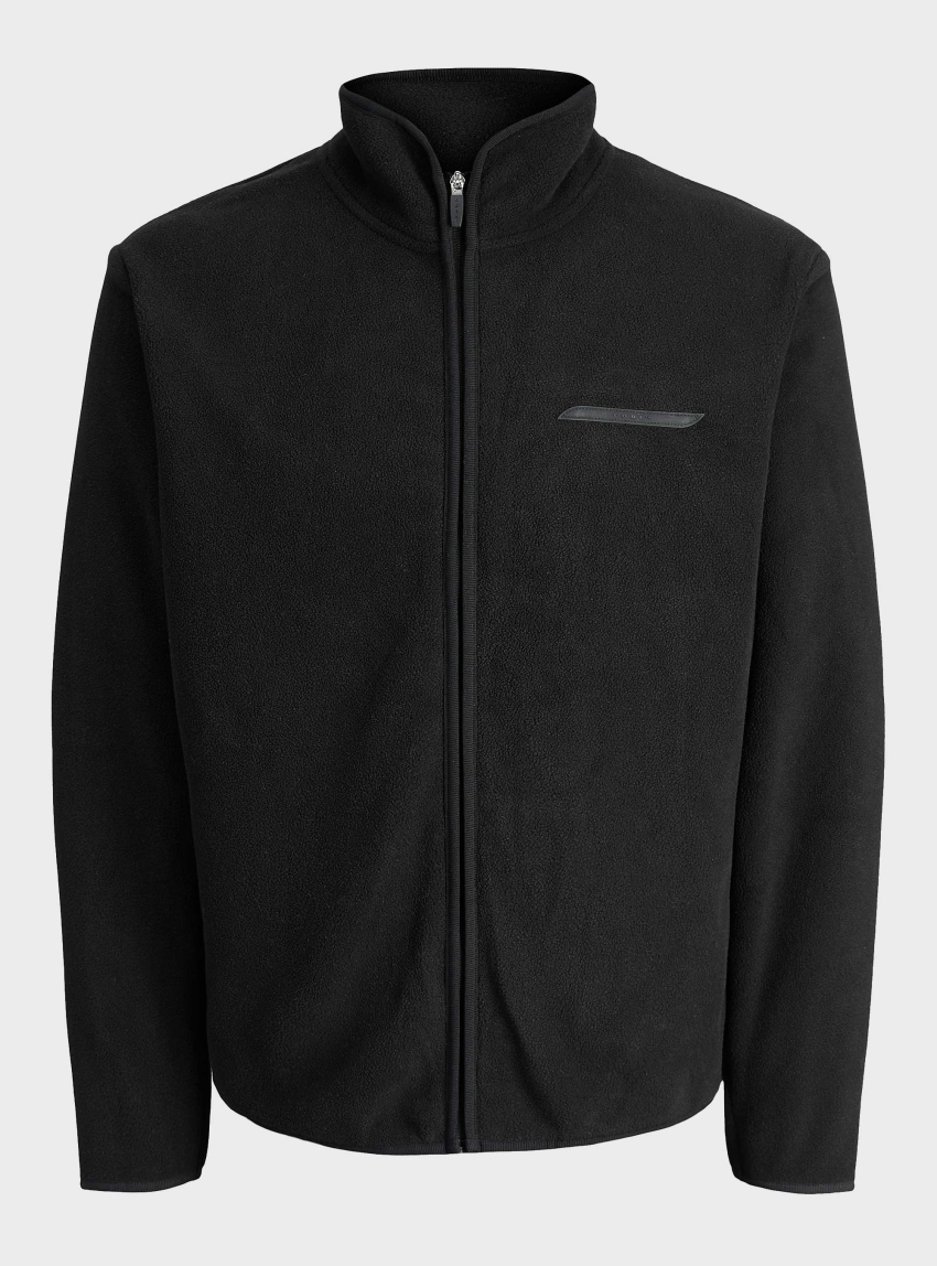 Jack & Jones Jcofusion Zip High Neck Fleece Sweater - Black