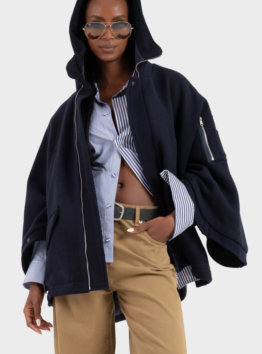 Souvenir Short Hooded Coat - Blue