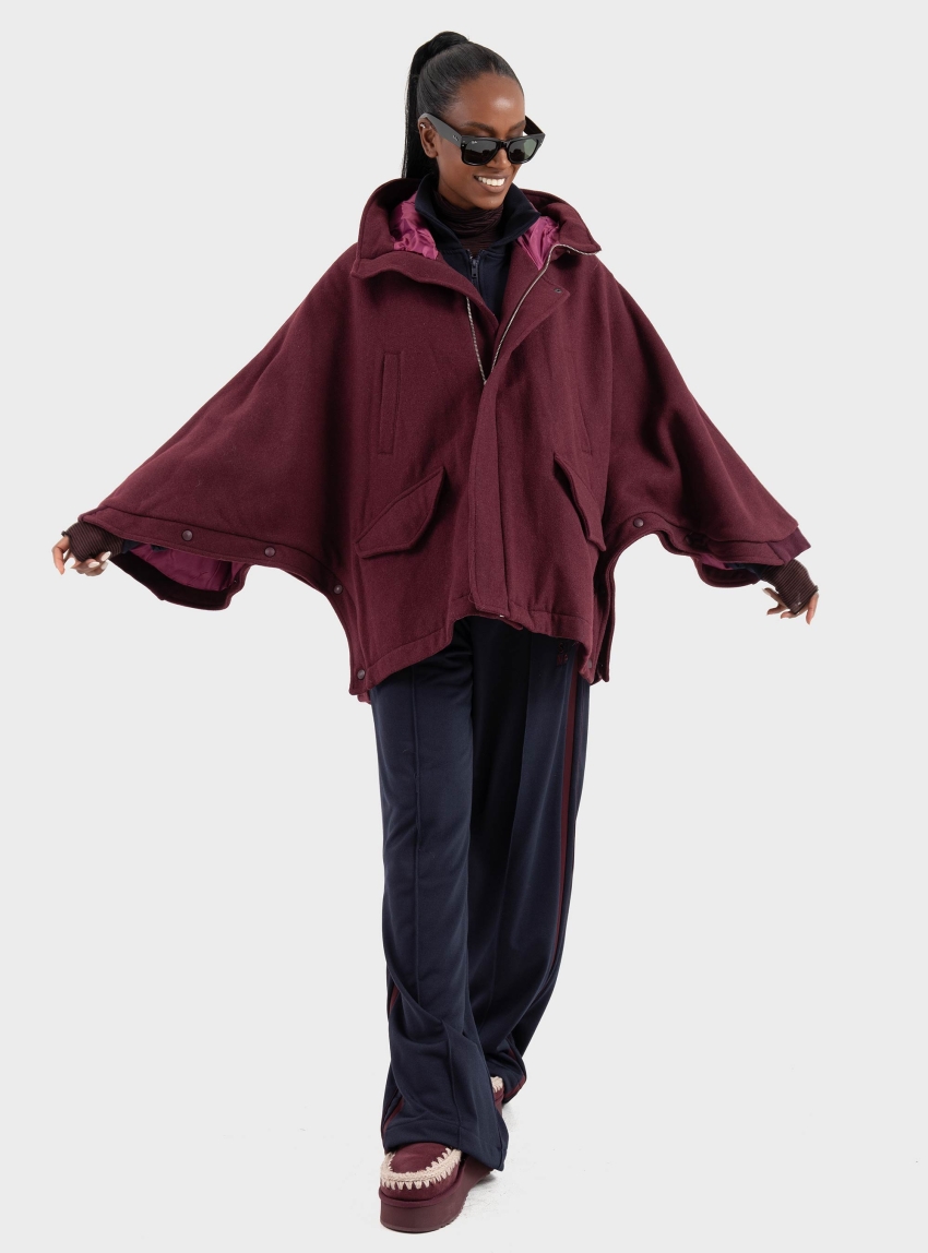 Souvenir Short Hooded Coat - Bordeaux
