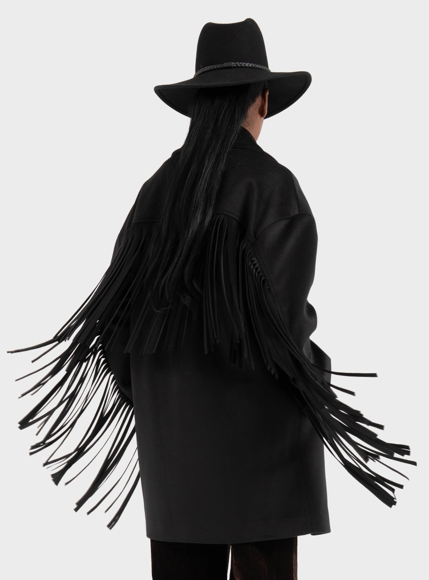 Souvenir Fringe Coat - Black