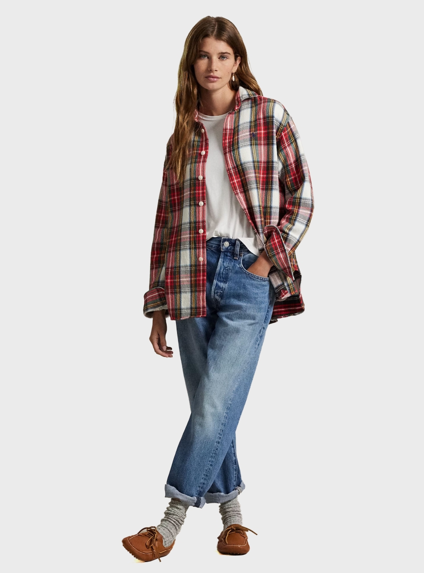 Polo Ralph Lauren Relaxed Fit Plaid Cotton Twill Shirt - Red