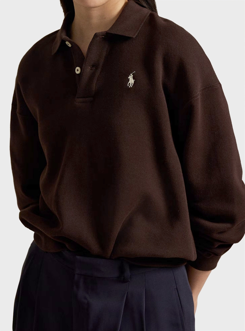 Polo Ralph Lauren Lightweight Fleece Long-Sleeve Polo - Brown