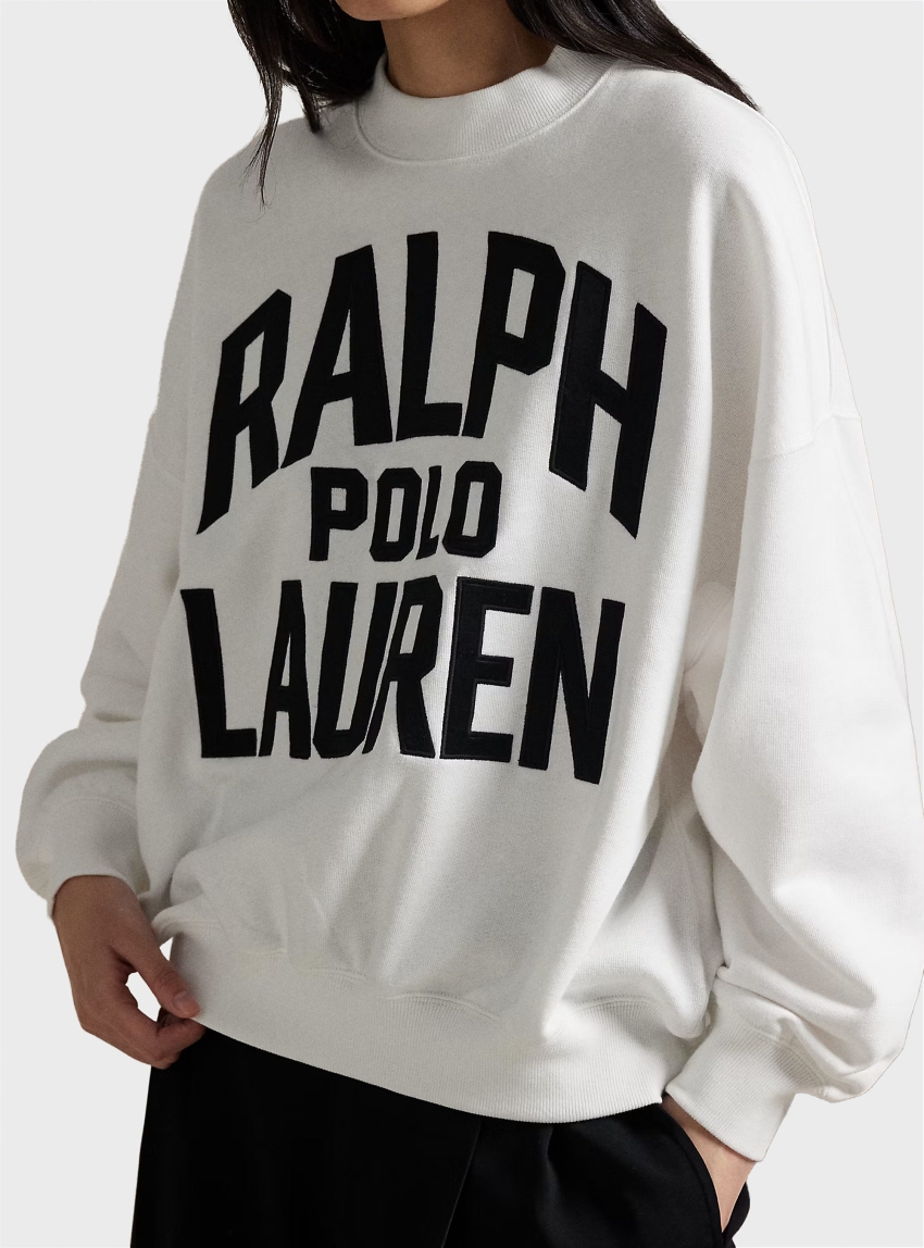 Polo Ralph Lauren Satin Logo Fleece Crewneck - White