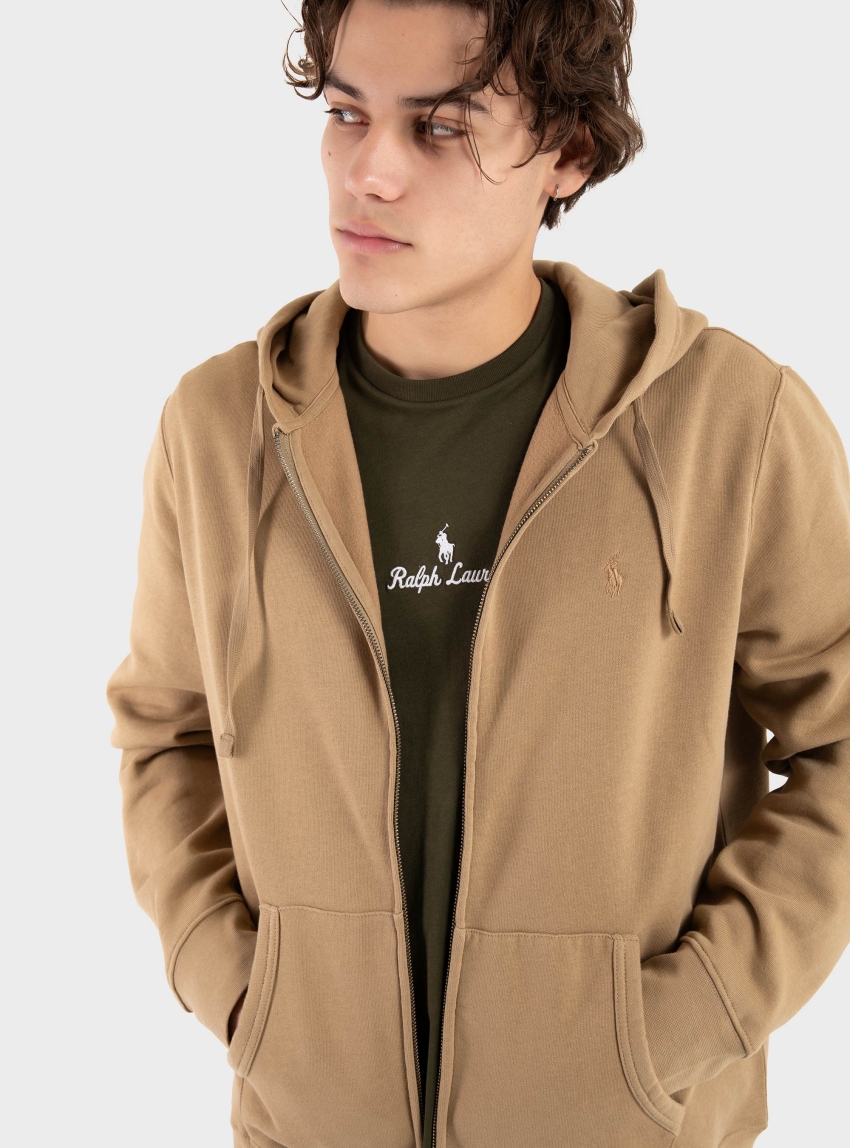 Polo Ralph Lauren Garment-Dyed Fleece Full-Zip Hoodie - Khaki