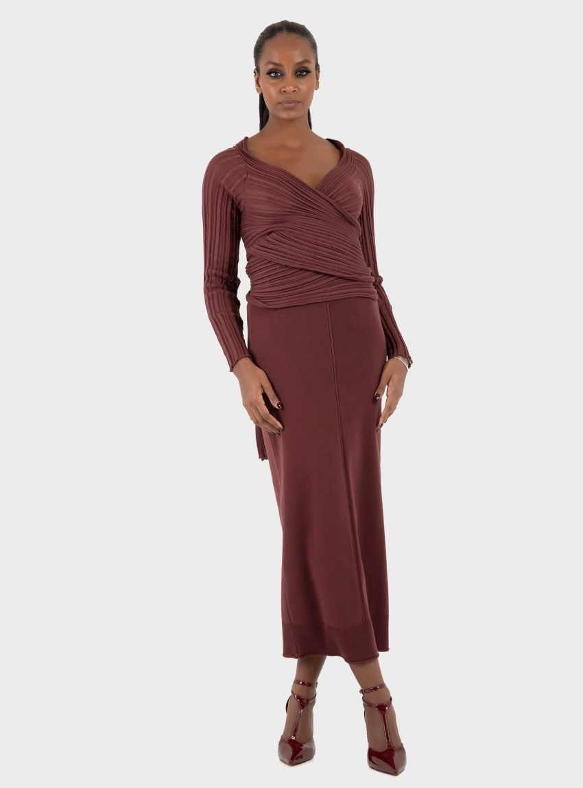 Ioanna Kourbela Wrap Cardigan 2550 – Archetypes - Bordeaux