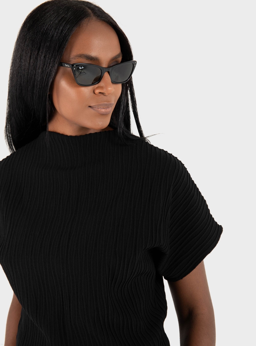 Ioanna Kourbela Knit Crop Top – Knit Nervure - Black