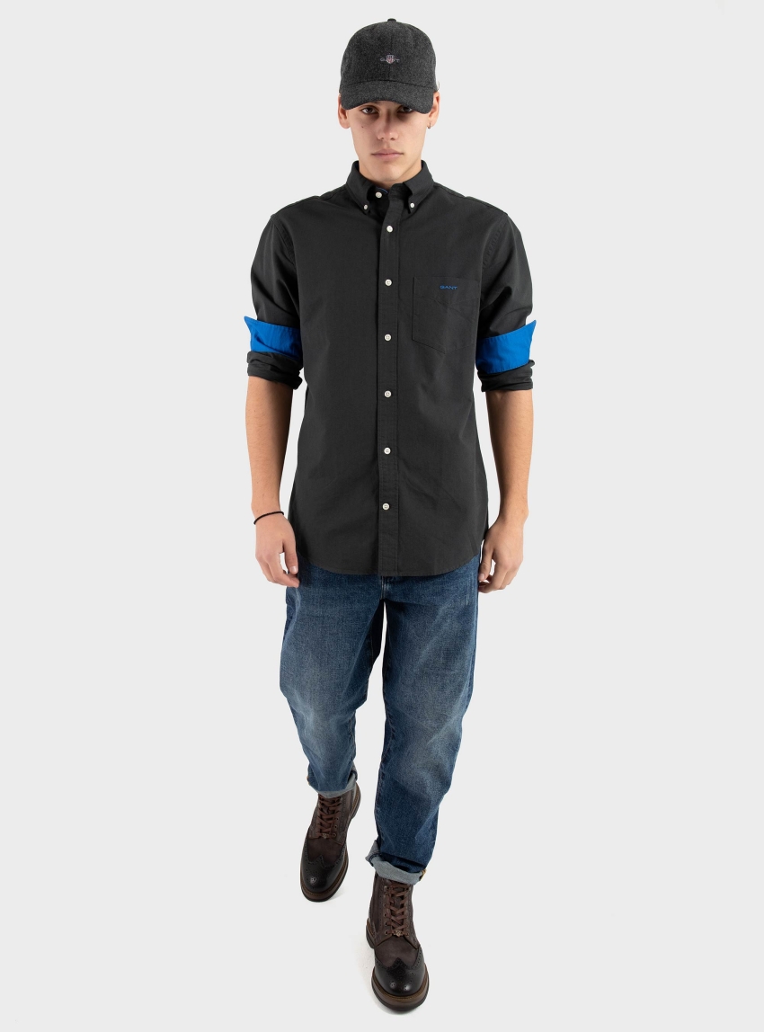 Gant Regular Fit Beefy Oxford Shirt - Black