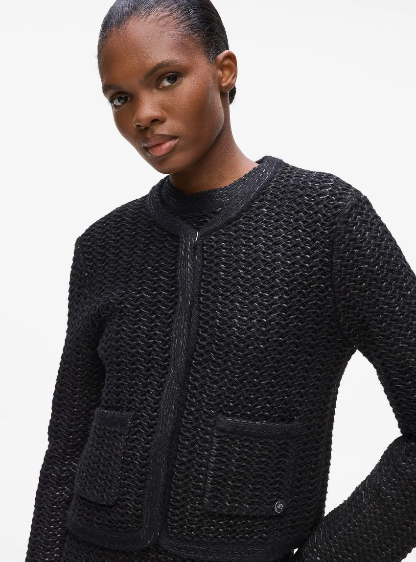 Karl Lagerfeld Textured Cardigan - Black