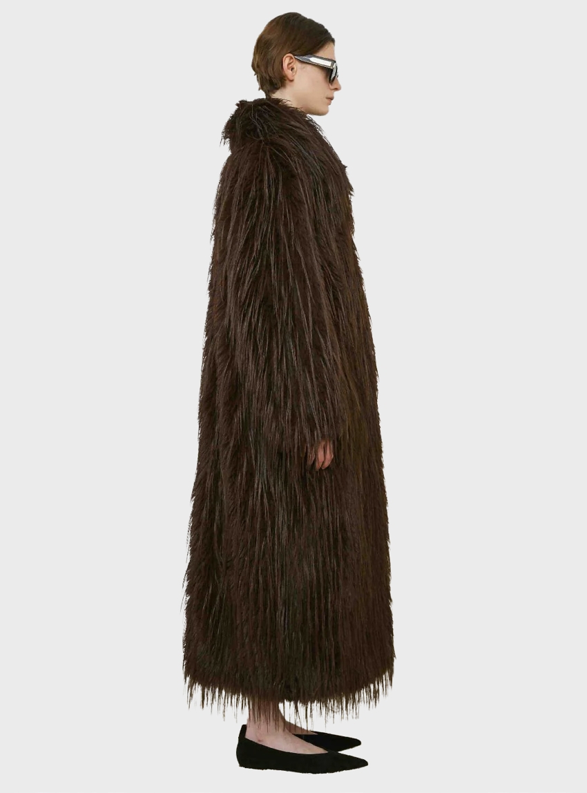 Mei Mei J Faux Fur Long Coat - Brown