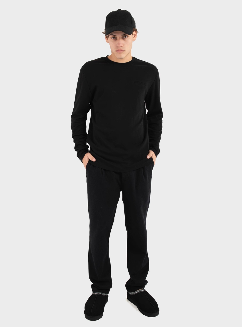 Gianni Lupo Loose Fit Long Sleeve Tee - Black