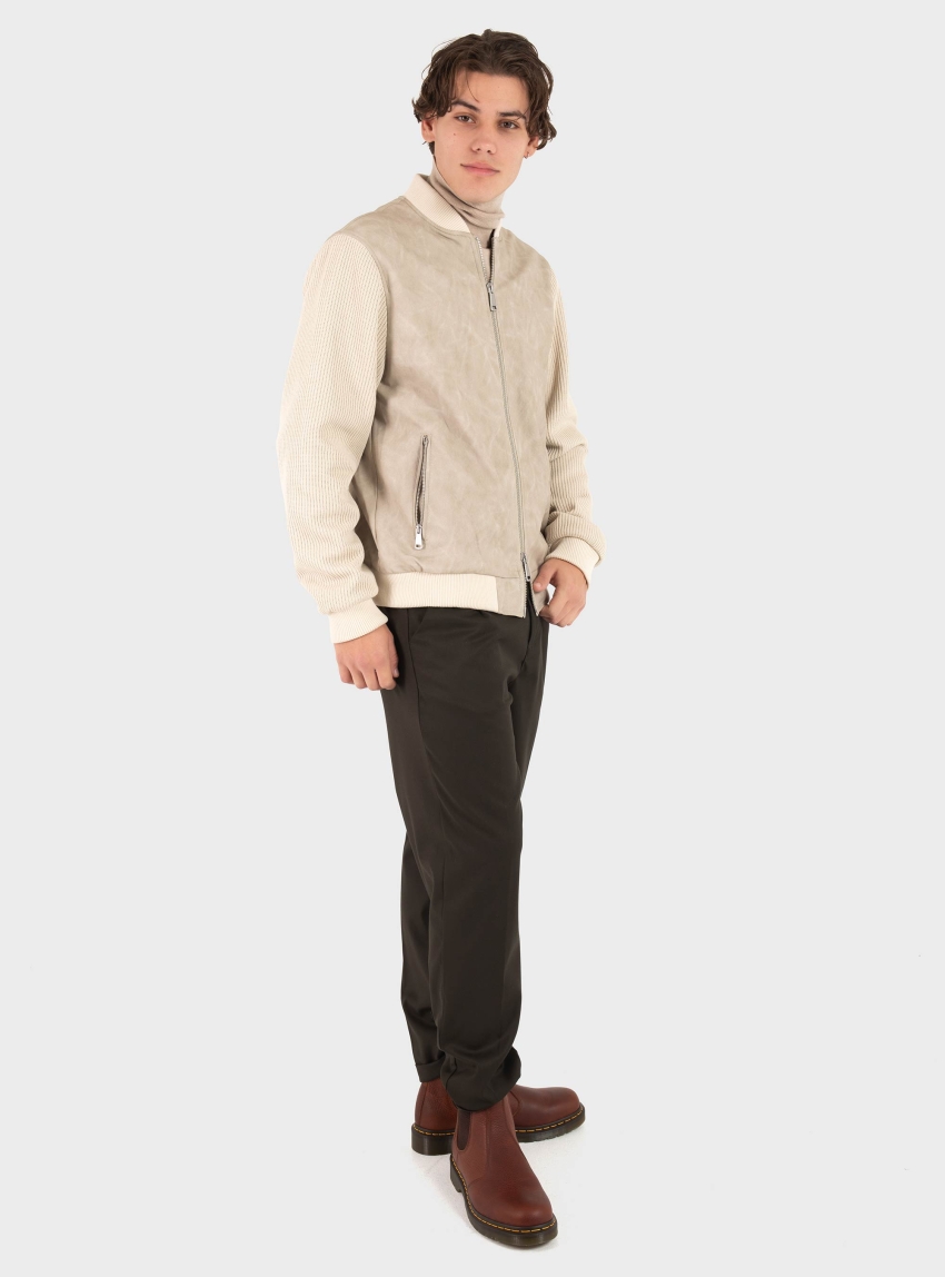 Gianni Lupo Faux Suede Jacket - Beige