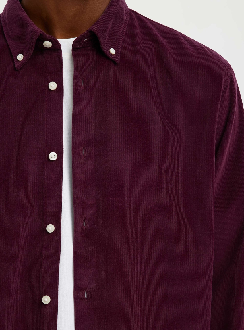 Selected Regdanni Corduroy Shirt - Bordeaux
