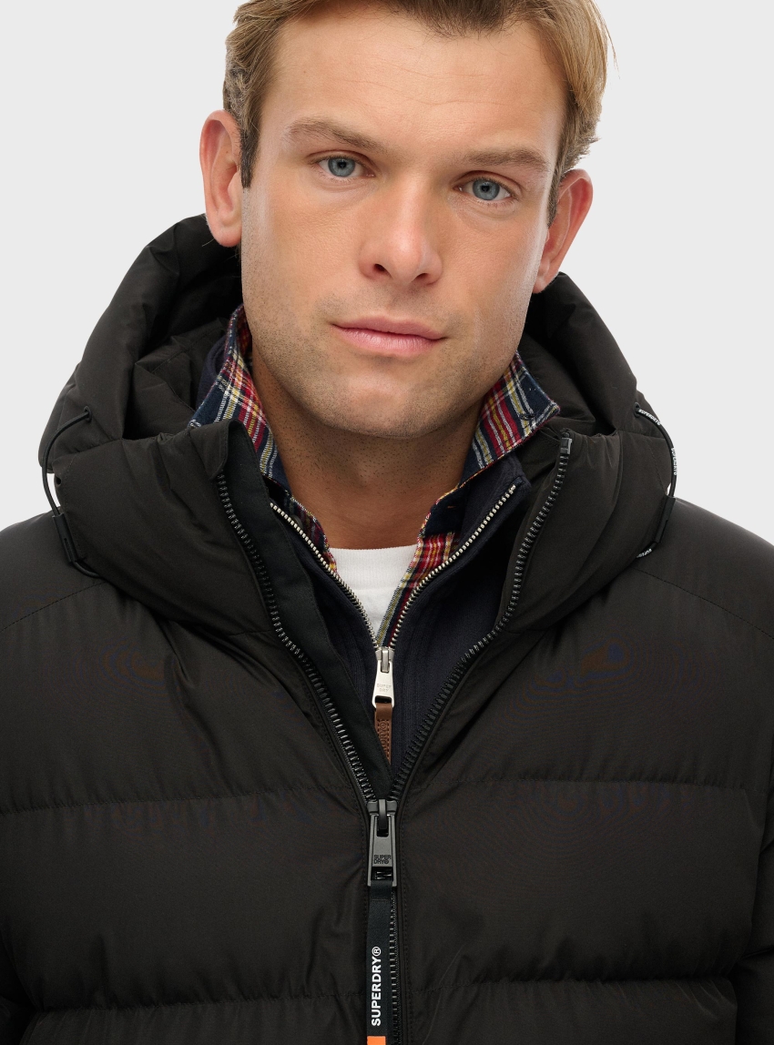 Superdry Hooded Sports Puffer Jacket - Black