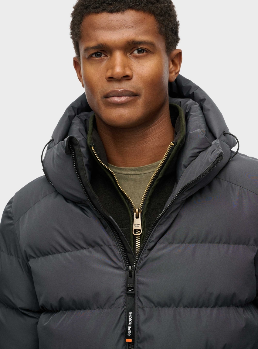 Superdry Hooded Sports Puffer Jacket - Grey