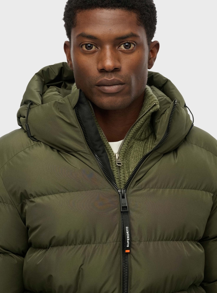 Superdry Hooded Sports Puffer Jacket - Khaki