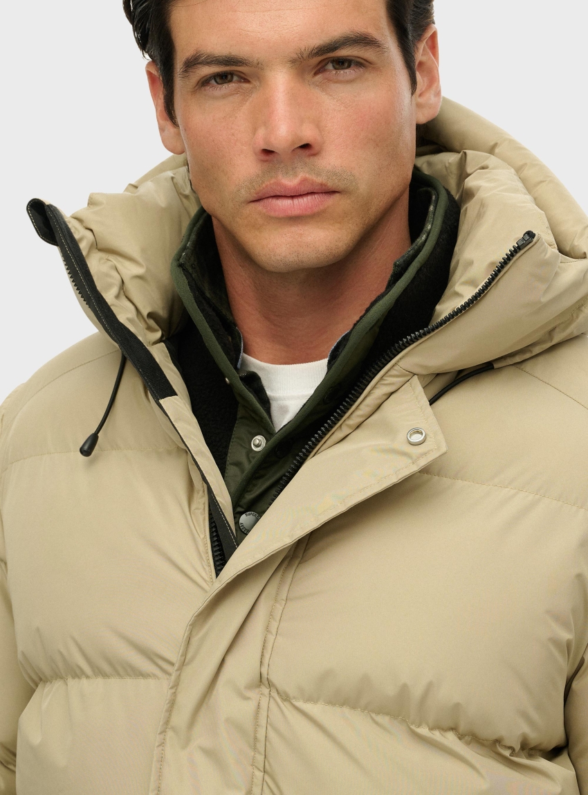 Superdry Hooded 5 Baffle Sports Puffer Jacket - Beige