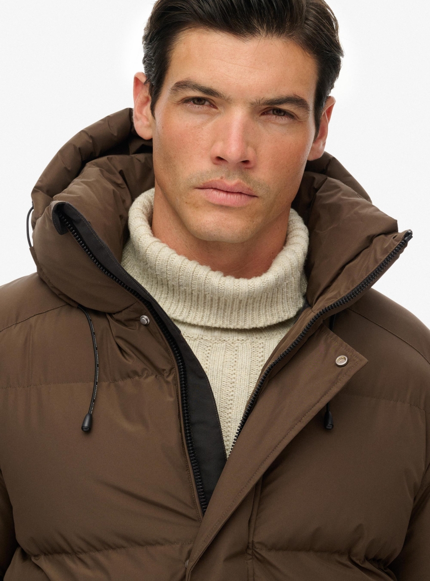Superdry Hooded 5 Baffle Sports Puffer Jacket - Brown