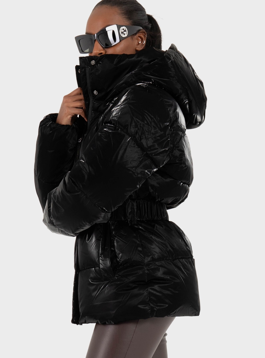 Only Airy Belted Puffer Jacket - Black