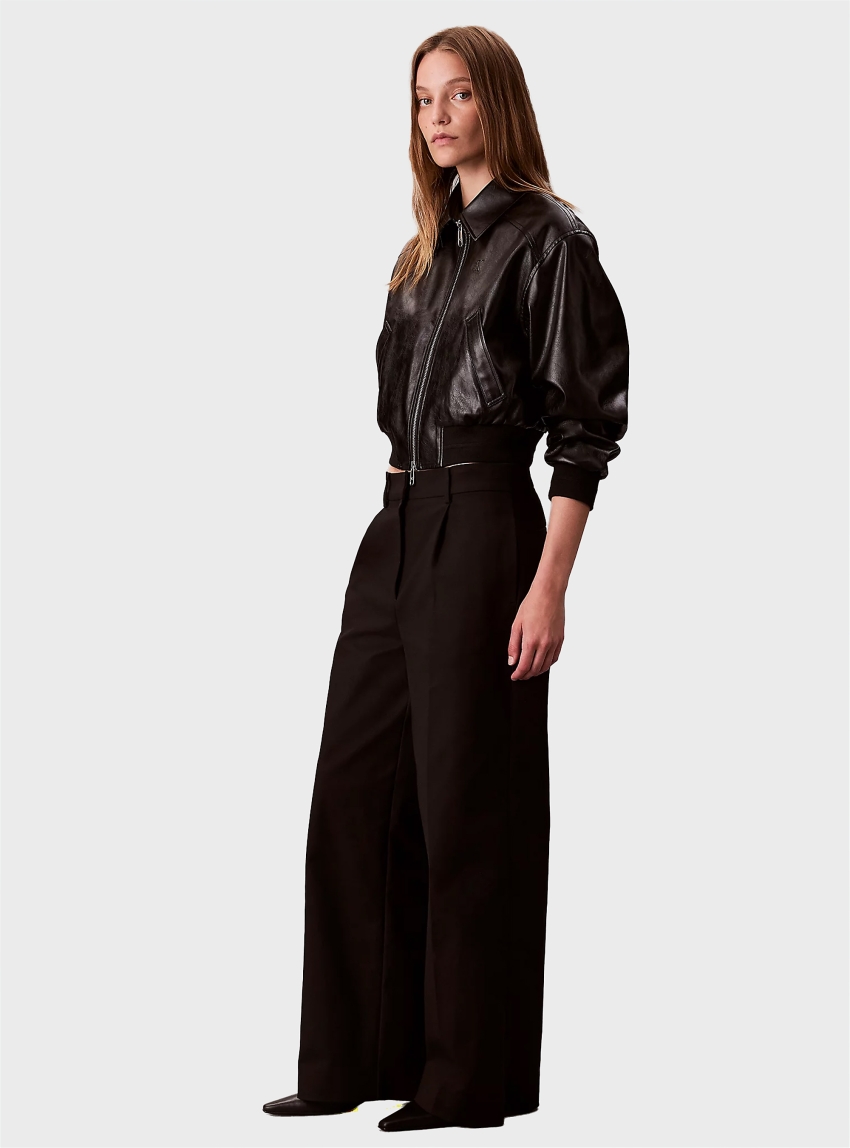 Calvin Klein Wide Leg Chino Trousers - Black