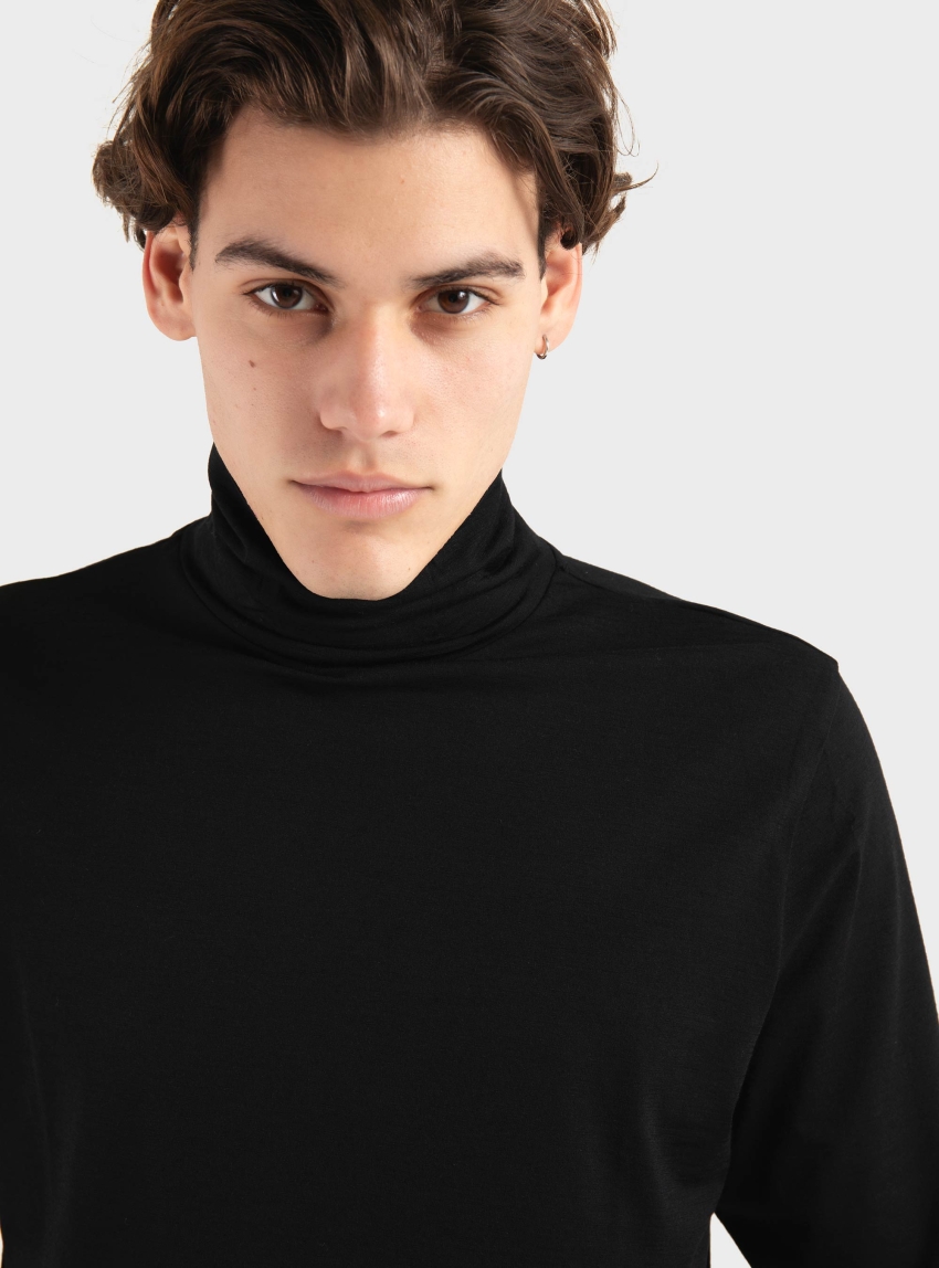Drykorn Emanuel Turtleneck Shirt In Merino Blend - Black