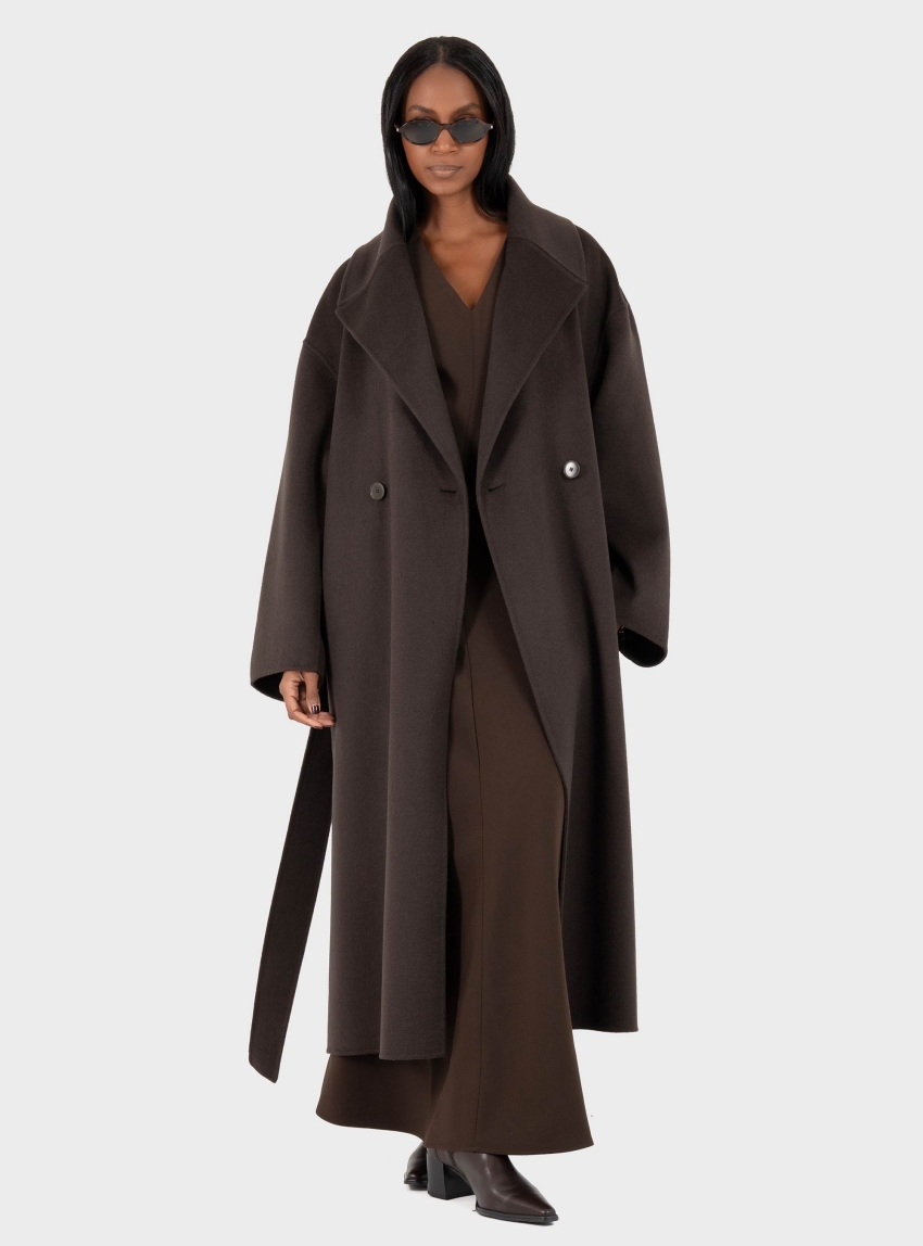 Drykorn Budby_2 Double Faced Wool Coat With Belt - Brown
