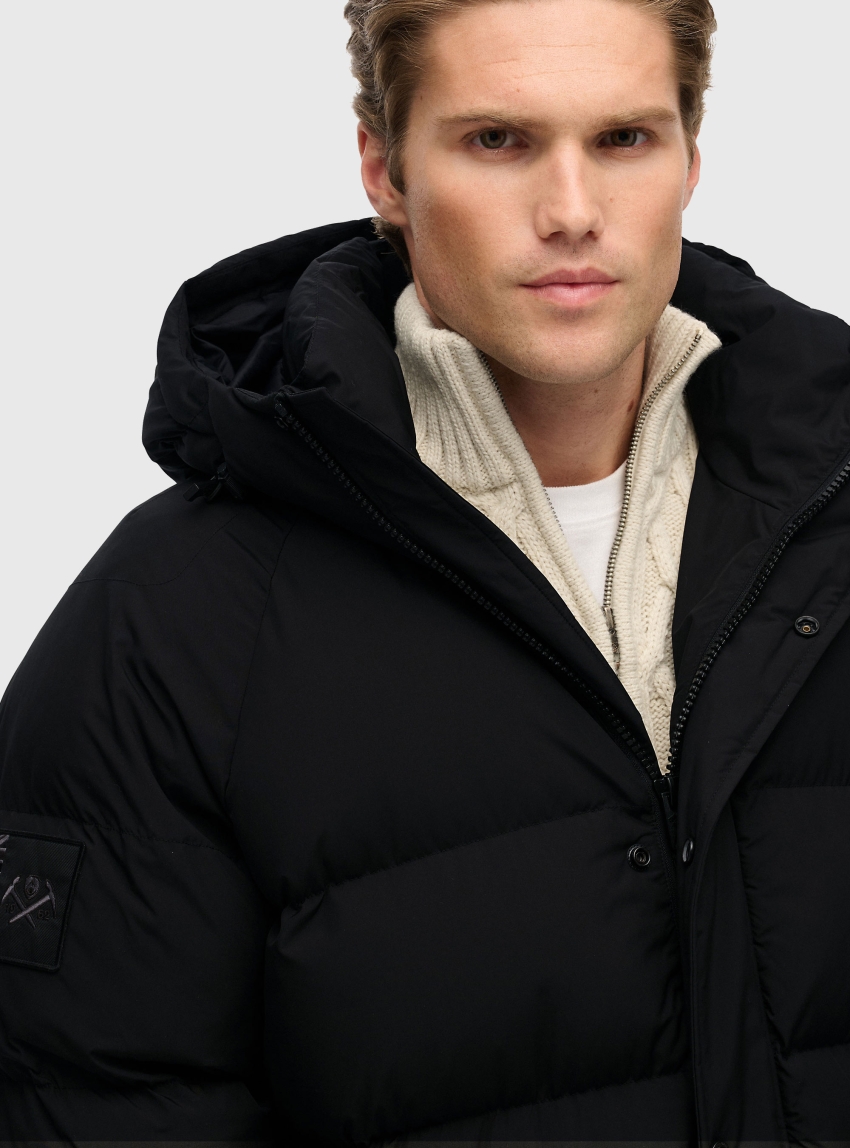 Superdry Xpd Longline Baffle Parka Jacket - Jet Black