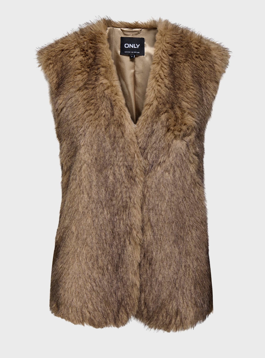 Only Dawn Faux Fur Waistcoat - Brown