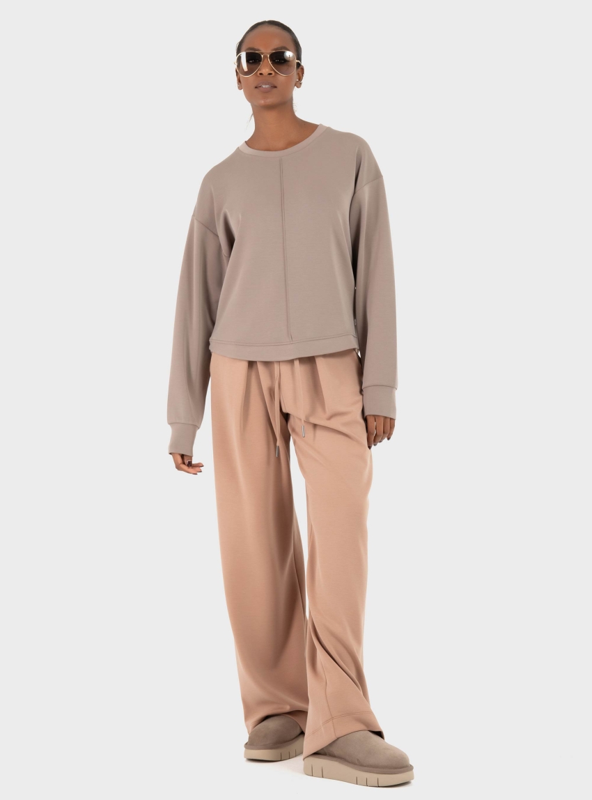 DEHA BLACK SOFT TOUCH MODAL CREW NECK SWEATSHIRT - Taupe