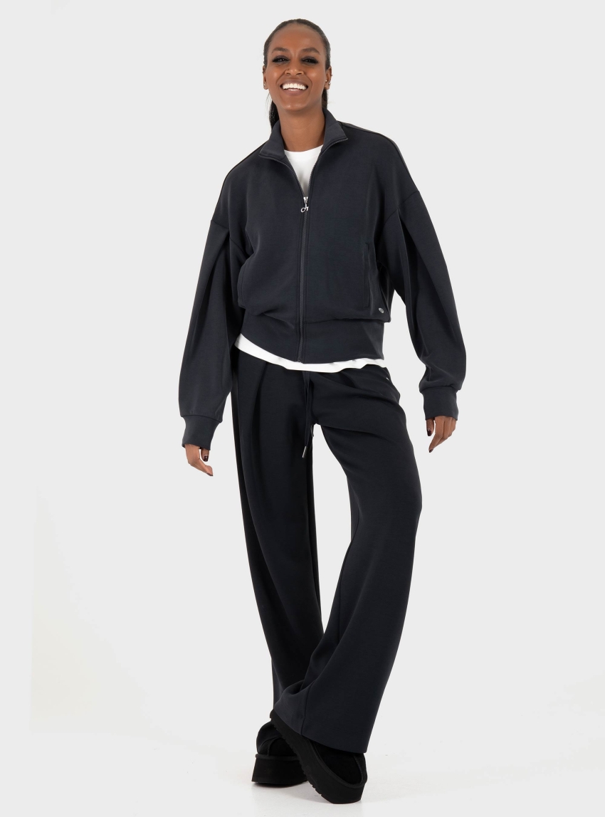 DEHA BLACK SOFT TOUCH MODAL ZIP-UP SWEATSHIRT - Black