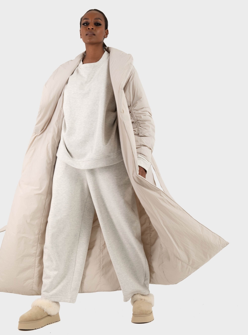 DEHA Long Nylon Coat - Pumice Stone