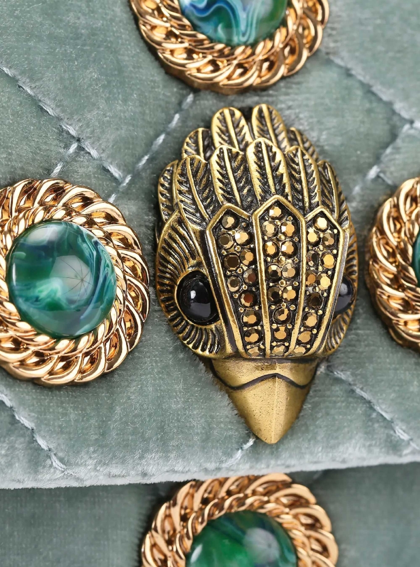 Kurt Geiger Mini Velvet Kensington Bag - Pale Green