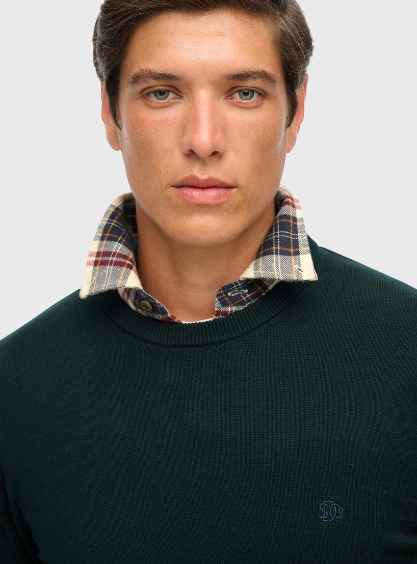 Superdry Essentials Cotton Jumper - Pine Green