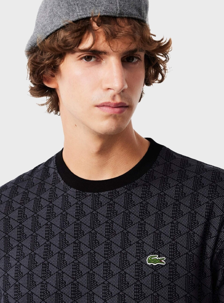 Lacoste Monogram Jersey T-Shirt - Black