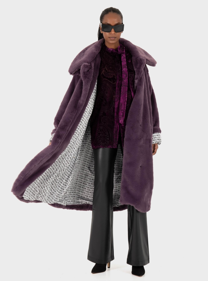 Collectiva Noir London Fur Coat - Purple