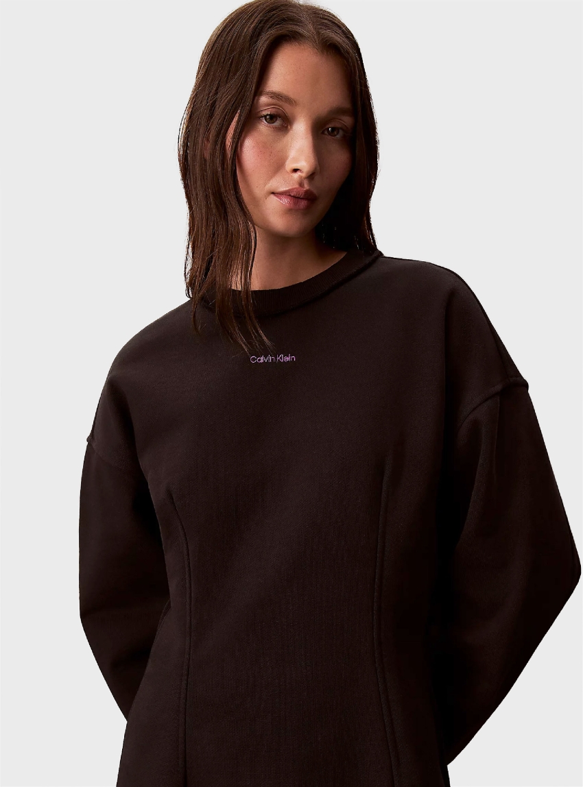 Calvin Klein Cotton Terry Sweatshirt Dress - Black