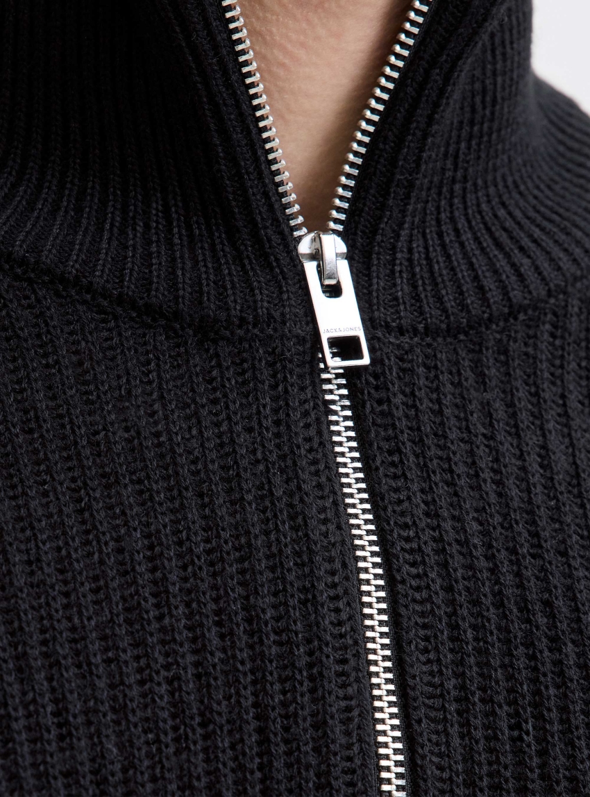 Jack & Jones Pannel Half Zip Knit - Black