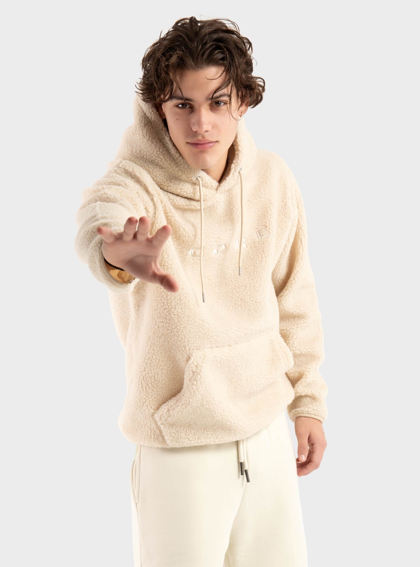 Jack & Jones Jcoflare Teddy Sweat Hoodie - Cream