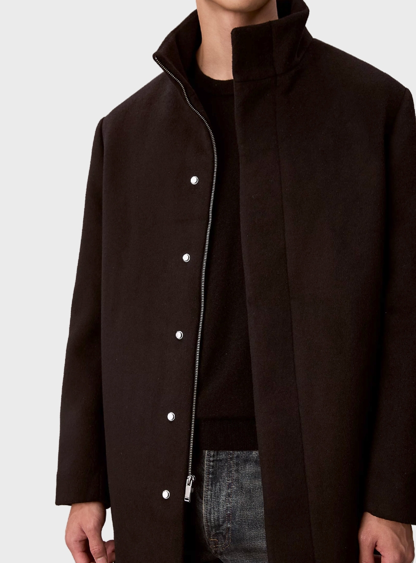 Calvin Klein Wool Blend Car Coat - Black