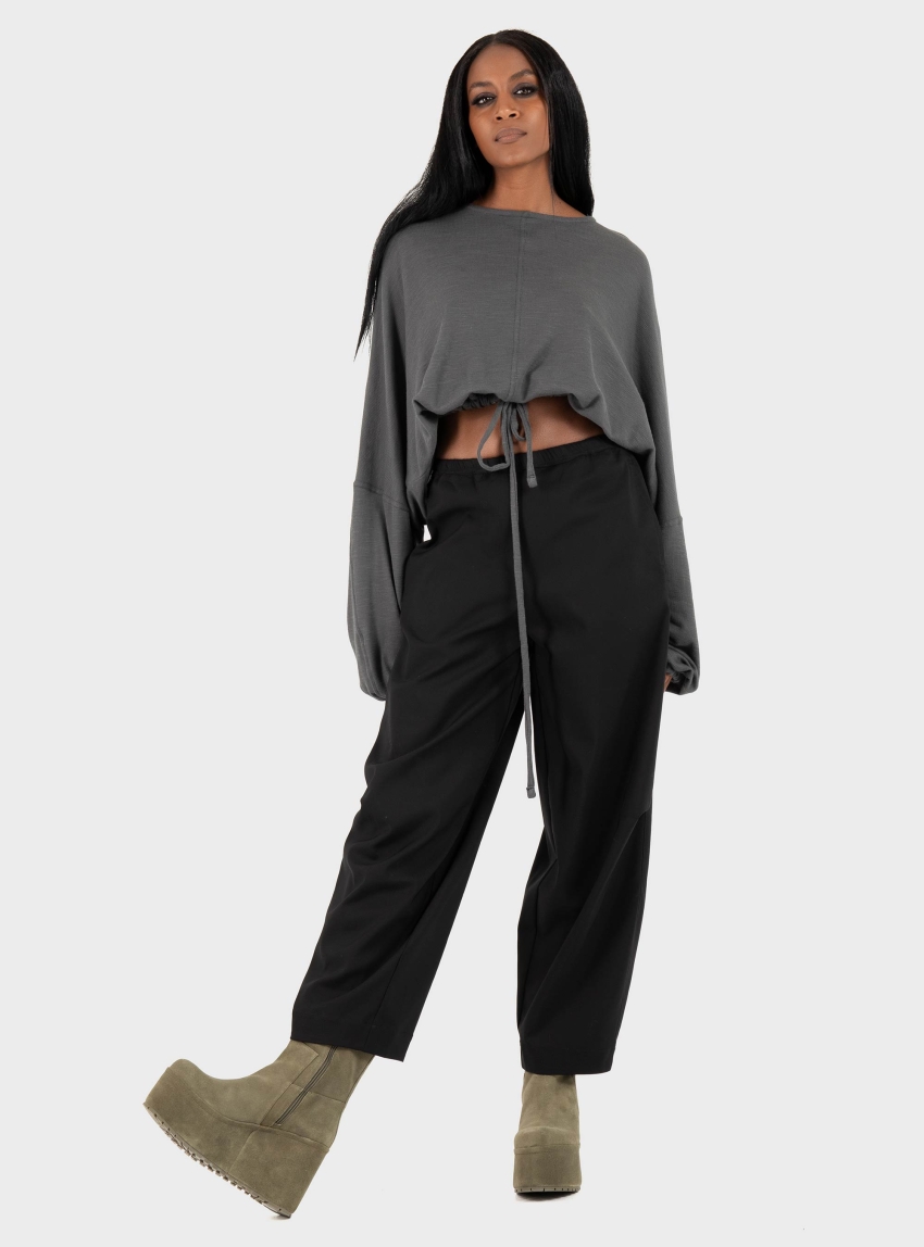 Black & Black  Trousers - Black