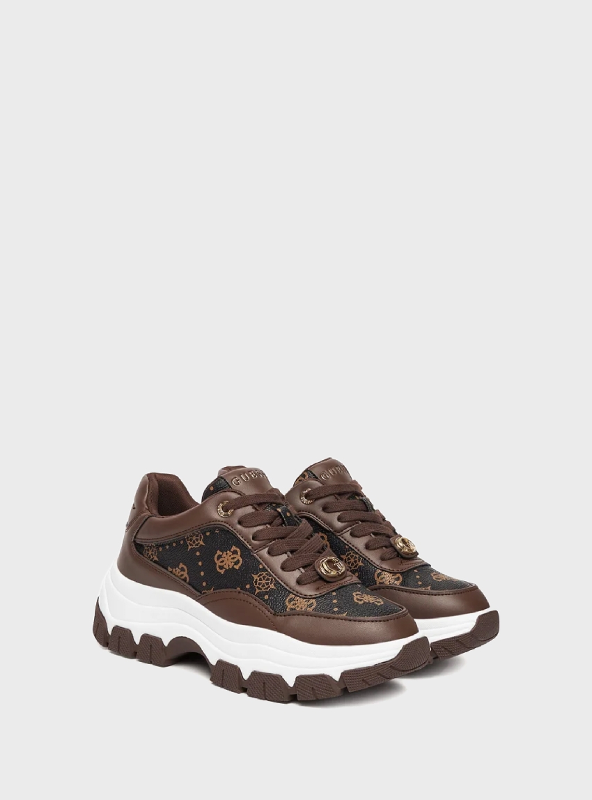 Guess Berrett 4G Peony Logo Running Shoes - Brown