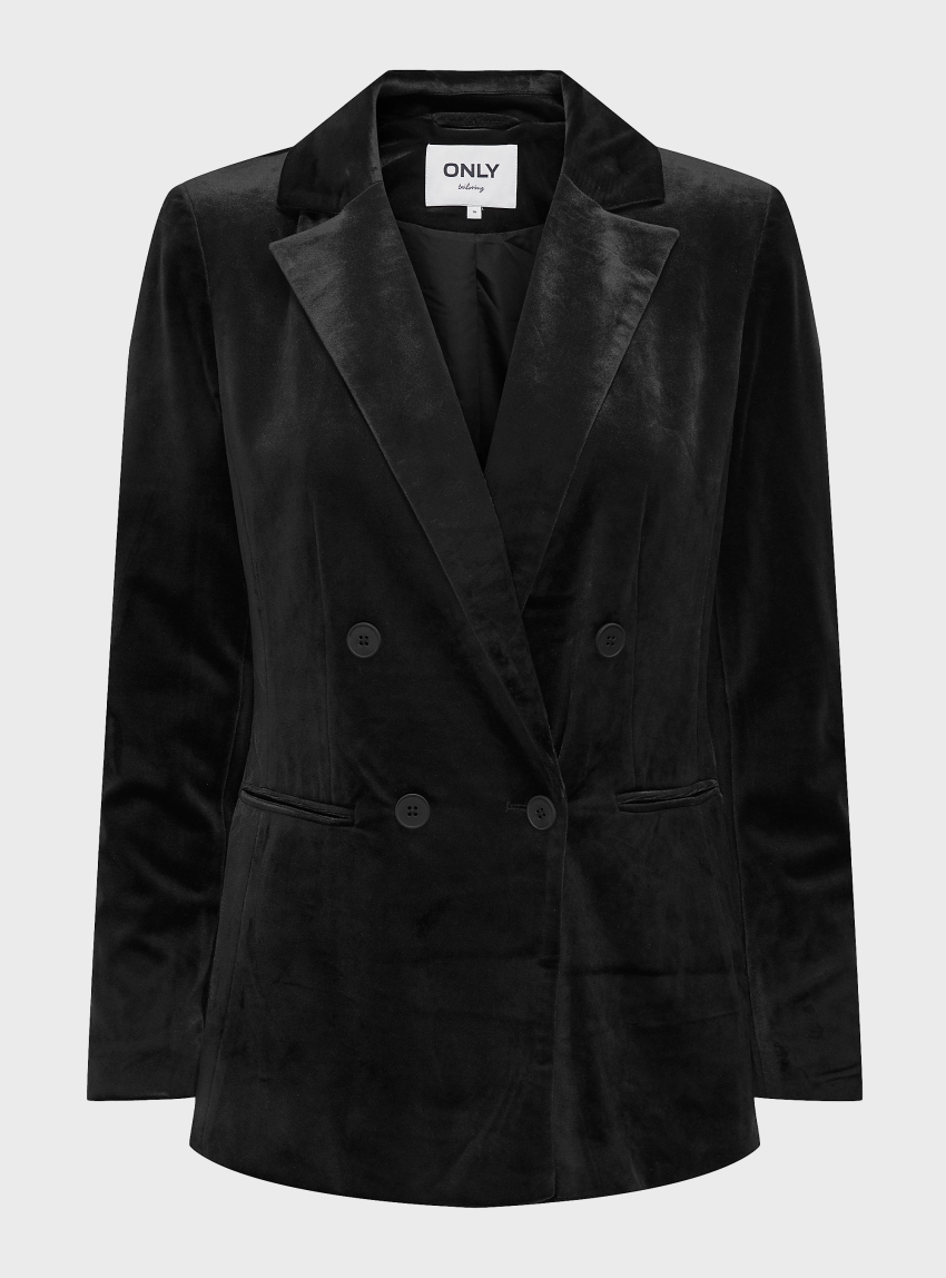 Only Astrid-Elsy Slim Fit Velvet Blazer - Black