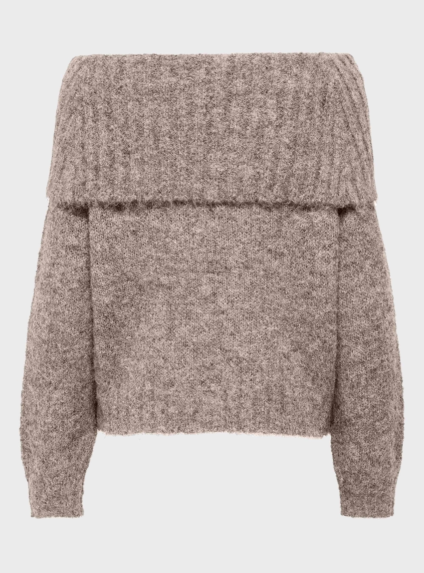 Only Shine Off Shoulder Knit - Beige