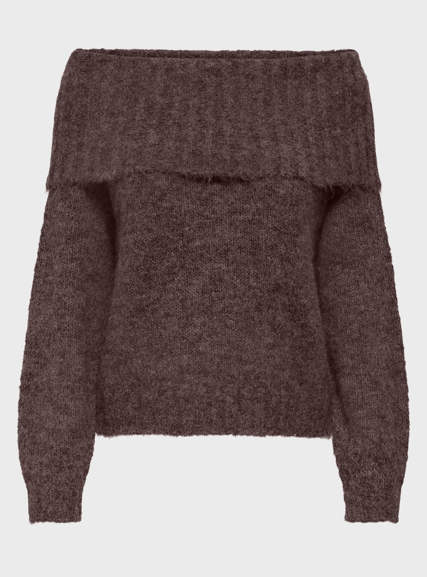 Only Shine Off Shoulder Knit - Brown