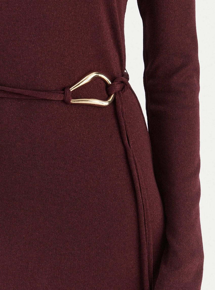 Vero Moda Louisa High Neck 7/8 Dress - Bordeaux